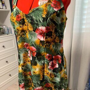 Homemade Green Floral Summer Dress